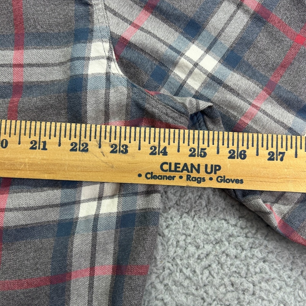 J CREW Mid-Weight Flannel Workshirt Gray Blue Red Plaid Mens Slim XL‎ - Picture 6 of 6